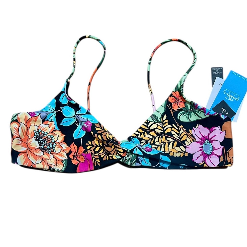 O'Neill Sz L Reina Tropical Floral Bikini Top Swimsuit Summer Beach Vacation